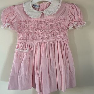 Vintage Polly Flinders pink smocked dress size 2